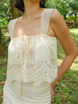 Catalina Top in Floral Embroidered Silk