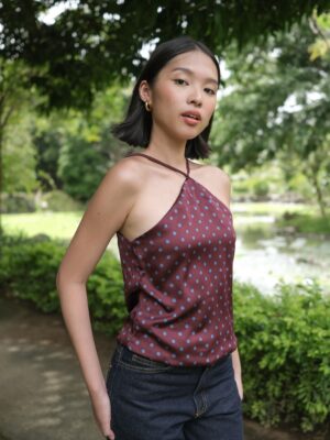 Ines Top Polka-Dot Satin